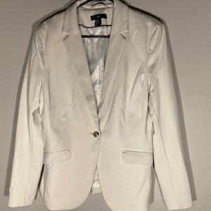 H&M Single Breasted Blazer in Woven fabric Cream Size 12.